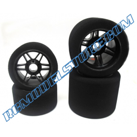 Hot Race Front/Rear 1/8 On/Road Tires on Rims Carbon 32/35 Shore