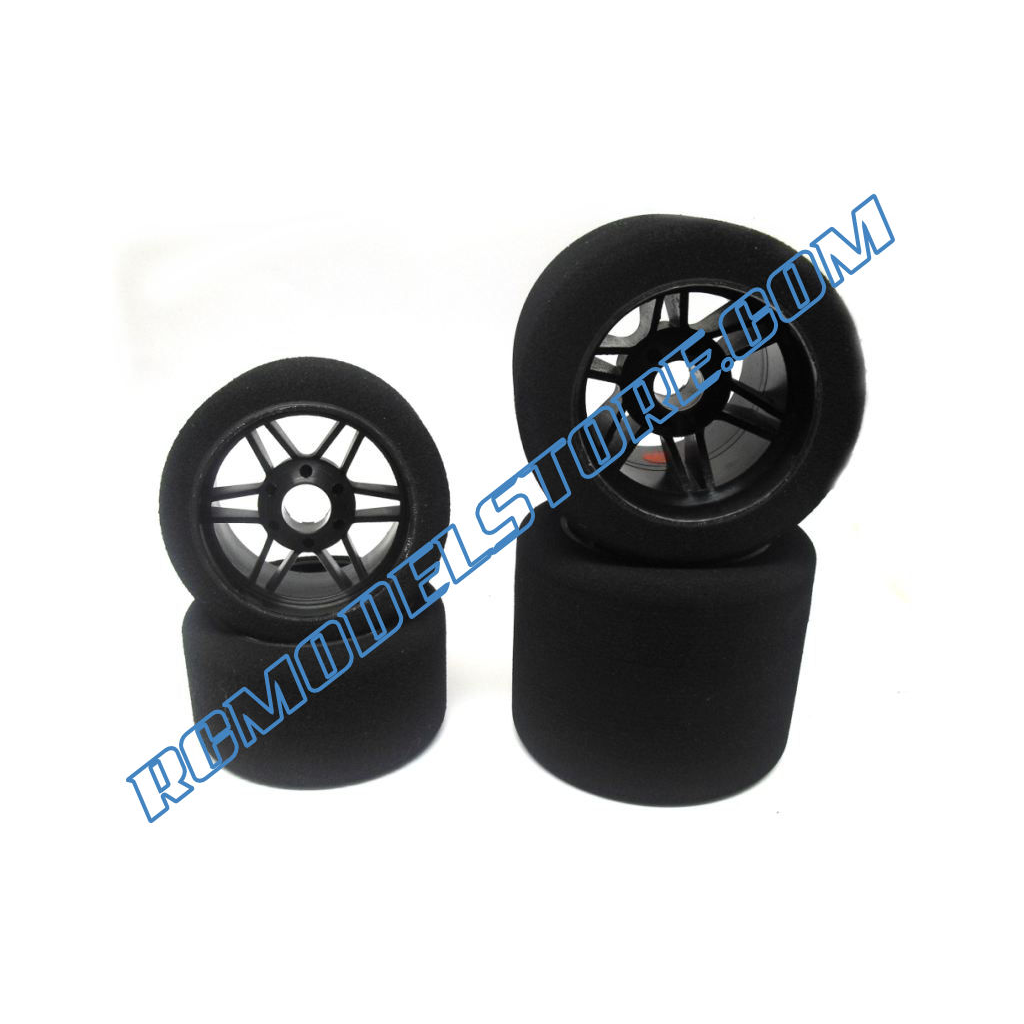 Hot Race Front/Rear 1/8 On/Road Tires on Rims Carbon 32/35 Shore