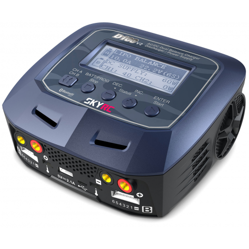 SkyRC Caricabatterie D100 V2 12/220V Doppia uscita 100W