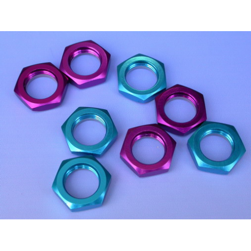 Dadi ruota esagono 17mm con autobloccante filetto 1mm (viola)