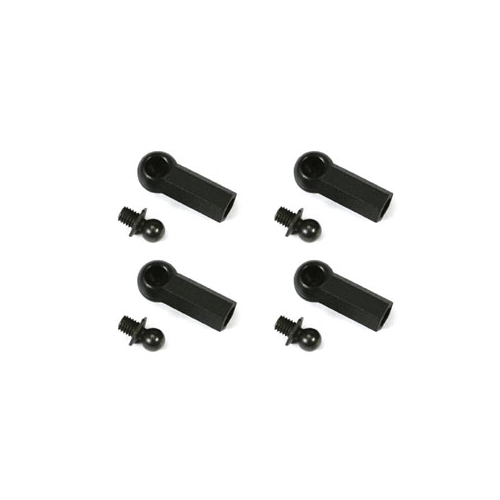 115025 4mm Short Neck Ball Stud & Ball Cup (for 3mm rod) (4pcs)