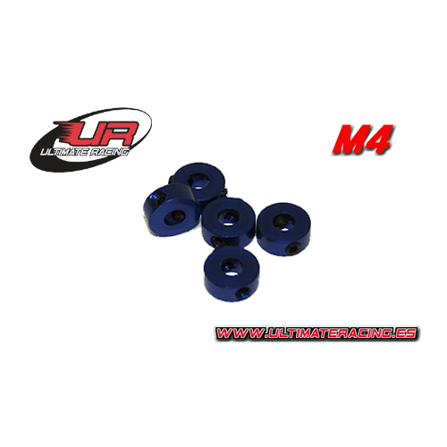Ultimate Racing 4mm Aluminium Stoppers Blue (5pcs)