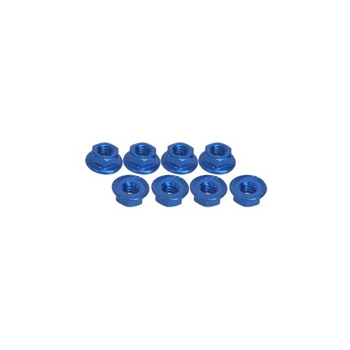 3 Racing 4mm Aluminum Locknut Serrated (8pcs) - Blue