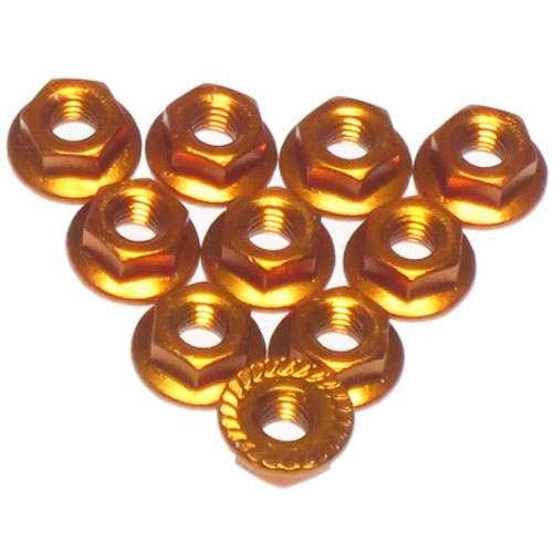 3 Racing 4mm Aluminum Locknut Serrated (8pcs) - Orange
