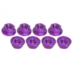 3 Racing 4mm Aluminum Locknut Serrated (8pcs) - Purple
