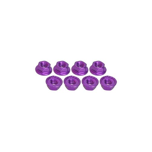 3 Racing 4mm Aluminum Locknut Serrated (8pcs) - Purple