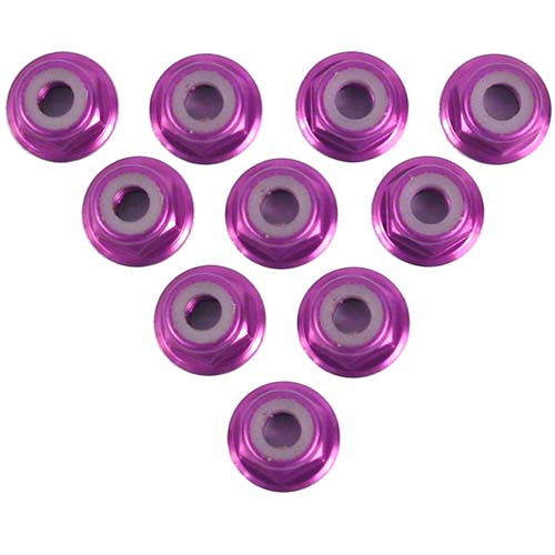 Yeah Racing 2mm Aluminium Flanged Lock Nut (10pcs) Purple