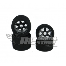 SP Racing Front/Rear 1/8 On/Road Tires on Rims Carbon 32/35 Shore