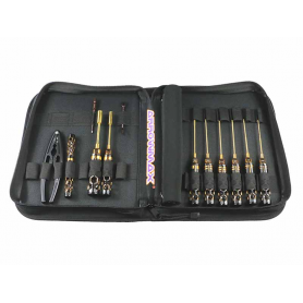 ArrowMax Toolset For 1/10 Electric Touring Cars (11pcs) With Tools Bag Black Golden