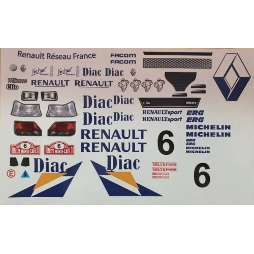 Delta Plastik adesivi per carrozzeria Renault Clio Williams 1/10