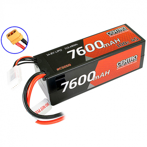 Centro Pacco Batteria LiPo Hard Case 7600mAh 100C 14,8V spina XT90