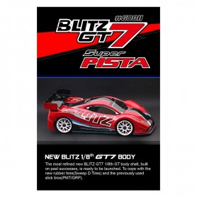 Blitz Carrozzeria GT7 Super Pista con adesivi e alettone S (1/8 - GT)